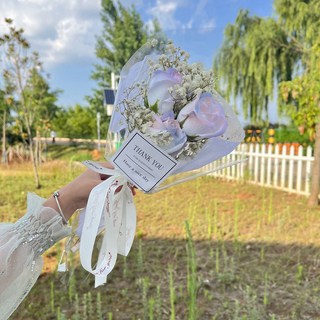 小清新香皂花束 迷你乾燥花束 迷你花束 教師節花束 婚禮小禮物 情人節禮物 畢業花束, 3朵人魚姬（沒有附禮物袋）, 1個