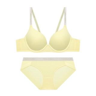 코데즈컴바인이너웨어 실버밴드 쉘론 풀컵 브라 햄팬티 세트_레몬