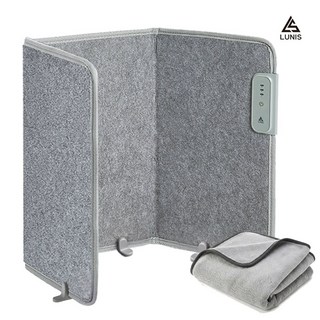 루니스 발난로 파티션 히터 (+무릎담요) 히팅패드 전기 난로 사무실 온열기, 3면, 그레이