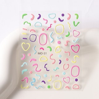 立體浮雕指甲貼紙 ins愛心山茶花 花草立體 背膠, 1個, MO-51