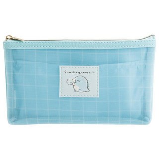 莫莫日貨 全新 日本進口 角落生物 尼龍網紗雙材質 鉛筆盒 筆袋 (共2款), 1個, 01.藍恐龍 PT19603, 藍恐龍