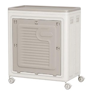 130L 大容量摺疊收納箱，附萬向輪, 雙面開蓋灰白色折疊收納箱-附輪, 1個