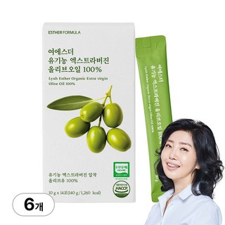 [본사직영] 여에스더 유기농 엑스트라버진 올리브오일 100% 국민영양 프로젝트, 6박스, 140g