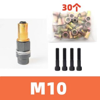 限時低價 拉鉚螺母簡易工具家用汽車牌照鐵皮手動拉母頭平頭拉鉚螺母鉚釘, M10拉母頭+30母+4個螺栓, 1個