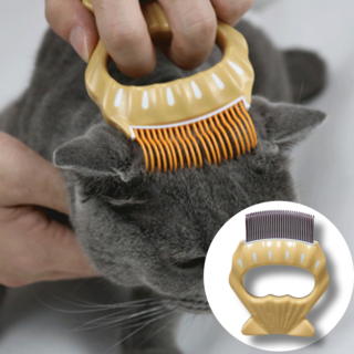 키컴 인체공학 손잡이 죽은털 제거 고양이 빗, 1개, 보라색