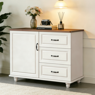 심플한 다기능 서랍 수납장 드레스룸 거실 침실용 수납 정리장 서랍형 수납장, 화이트+호두색