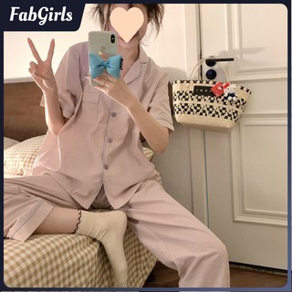 韓國睡衣女生睡衣 短袖長褲睡衣 可外穿舒適睡衣 睡衣長袖夏天 寛鬆睡衣韓式家居服 日系睡衣 睡褲女長褲 睡衣長褲
