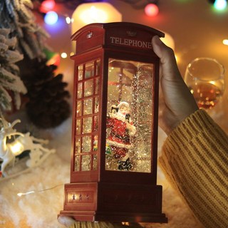 크리스마스 오르골 눈내리는 산타 선물 무드등 파티 장식 소품 회전목마 램프, 2-2204440S1