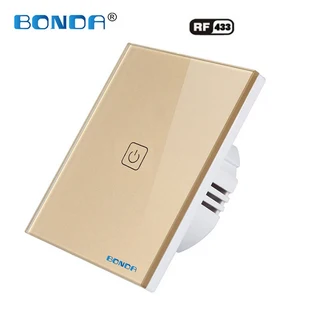 BONDA EU 표준 원격 제어 스위치 벽 터치 센서 AC220 에서 250V 램프 유리 패널, 13 621-Gold-01