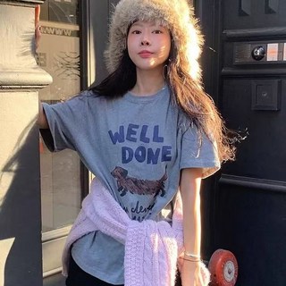 투니스 여성 강아지 프린팅 루즈핏 반소매 티셔츠