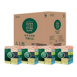 자연쓰임 천연펄프 순수소프트 미용티슈 280매 6입 X 4개 1박스, 24개