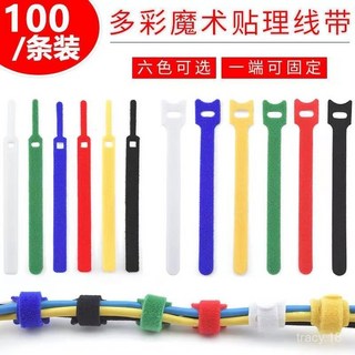 臺灣出貨 數據線收納 魔鬼氈束帶 理線帶 電線收納 貓咪束線帶 電綫固定理綫器 收線扣 網綫綁綫器整理紮帶, 熊頭款-魔術貼整理扎帶【綠色】,自由捆綁【5條】, 1個