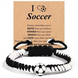 스포츠 로프 팔찌(축구/농구/야구) 메시지 카드 포함/운동선수 응원 선물, 1개, 축구팔찌