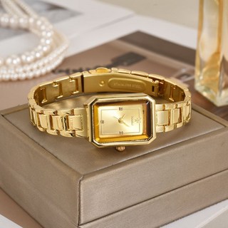 簡約奢華方形腕錶 女士時尚氣質點鑽字面鋼帶手錶