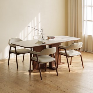 알피 원목 사각 포세린 세라믹 4인 식탁세트 1800 (의자4), 클라우드 화이트 (연그레이), 다크 월넛