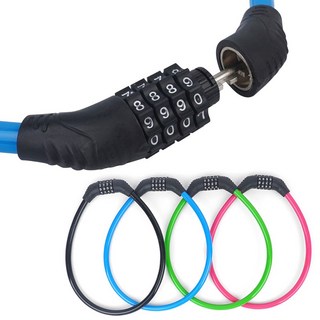 자전거 4단 다이얼 자물쇠 비밀번호와이어 자전거열쇠, 블랙