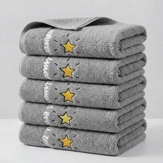 상덕 수건 고급 호텔수건 먼지없는 무형광 부드러운 타올, 그레이, 5개