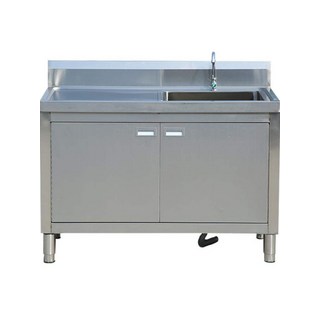 업소용 탕비실 주방 요리 싱크대 씽크볼 하부장 포함, AU_145x60x80 더블탱크 우측 플랫폼 특수두꺼운