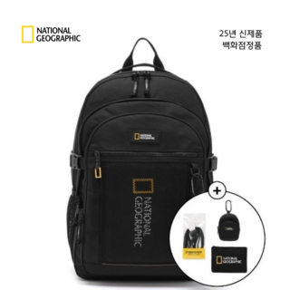내셔널지오그래픽 [백화점매장용] 파치 백팩 BLACK 16인치 노트북수납 25L 중고등학생 대학생 필수템 + 이츠비 양말