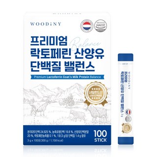 우디니 프리미엄 락토페린 산양유 단백질 프로틴 밸런스 100포 1박스, 300g, 1개