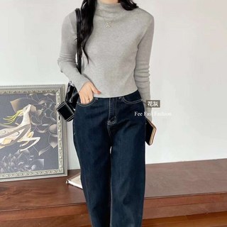 Fee半高領密針織上衣，立領修身上衣，多色可選，韓系秋天穿搭必備