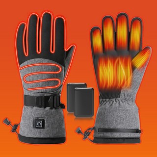 CCAGU 겨울 발열장갑 오토바이 방한장갑 3단계 온도조절 배터리포함 스마트폰 터치 열선장갑, 블랙