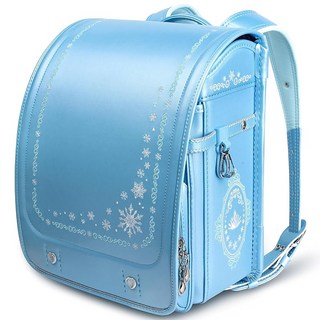 Margela 란도셀 하늘색 여아/초등학생 통학가방 경량 FROZEN-BLUE 하늘색 고급 인조가죽 진주원단 원터치락 하트 눈의 여왕 / 공주님 스노우플레이크 프린세스 프로즌 크라