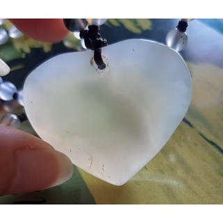 天然 稀有白瑪瑙 包綠色 真心 項鍊 微瑕疵 結緣價