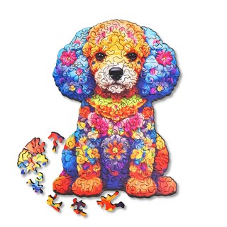 동물 모양 나무 아트 디자인 두뇌 개발 집중력 완벽한 선물, 1개, 럭키 도그, 80피스