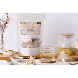 台灣菊花75g 台灣白菊花 罐裝 台灣菊花三花茶包3克 15入/袋 內容物：桂花 銀花 台灣菊 杭菊, 1個, 台灣菊花三花茶包3克×15入/袋