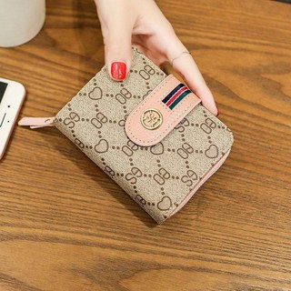 真皮質感錢包 女短款錢夾 女士高檔短夾 新款兩折多卡位折疊卡包 一體卡片包 錢包女 女生短夾