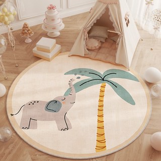 寶寶抓週地毯一週歲生日抓鬮毯圓形裝飾親膚爬行毯水晶絨地毯代發, 萌寵星球-圓