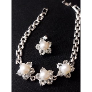 白珍珠 小花鑽 吊墜 手鍊 配件