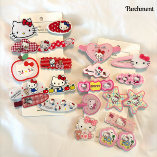 [파치먼트] 국내 산리오 캐릭터 머리핀세트 10P 헤어핀 똑딱핀 집게핀