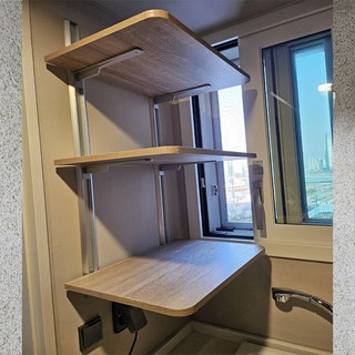 시스템벽선반3단(알루미늄기둥)높이100cm, 오크(우드)