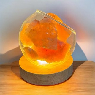 擴香燈 鹽燈 精油燈 升級三色調光LED燈座 凹槽設計 美觀穩固 招財水晶 香氛燈 薰香燈 擴香石, 搭配玫瑰鹽（舒壓，助眠）