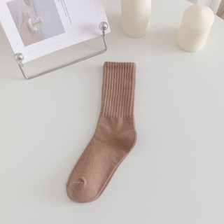 ScottyBear 秋冬女襪 抽條純色棉襪 長襪 Z02046