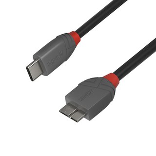 LINDY ANTHRA系列 USB3.2 Type-C 轉 Micro-B 傳輸線 (0.5~2M) 高速傳輸, 黑 36620, 1個, 0.5m