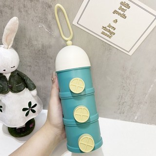 嬰兒奶粉盒 三層大容量 便攜外出 奶粉分裝盒 分隔儲存 密封防潮, 1個, 三層綠色無圖案