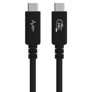 Avier Uni G3 USB4 Gen3 x 2 充電線 支援最高240W疾速充電 40Gbps超高速傳輸 支援8k@60Hz影像傳輸, 1.2m, 黑色, 1條