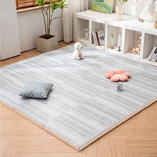 木紋泡沫地墊 拼接爬爬墊 防摔兒童臥室客廳家用拼圖墊 榻榻米地板墊, 淺灰木紋,1.0【10片】3C認證檢測報告 0甲醛, 1個
