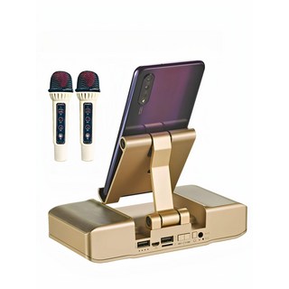 거치대 휴대폰 증폭 전화벨소리 우드 블루투스 스피커 증폭기 대화면 휴대 스탠드 원목 모델, 1. 블랙+마이크2