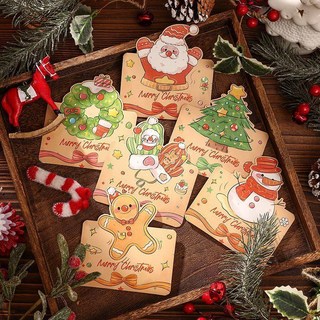 全店促銷 聖誕賀卡3d立體復古卡通聖誕節卡片空白手寫祝福語留言卡聖誕卡片, 1個, 聖誕雪人,10張