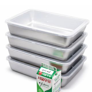 아이언수 304 스텐 밧드 반찬통 가정용 김치보관 냉장고정리 뚜껑세트, 4세트, 밧드1p+PP뚜껑1p