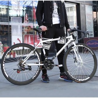 公路腳踏車 變速自行車 雙碟剎 彎把, 競技彎把40刀 藍白色,24速24吋, 1個