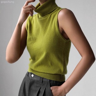 針織無袖背心歐美2025秋季新款高領背心針織衫簡約背心上衣女