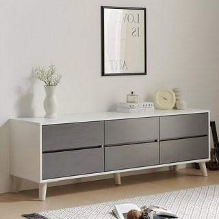 퍼니하우스 앨리스 1500 2단 서랍 거실장, 화이트그레이