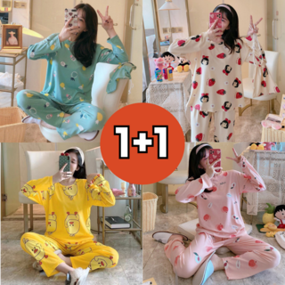 1+1(2세트) 소프트 13종 캐릭터 상하세트 여성 잠옷 파자마 수면 홈웨어 마켓엘리