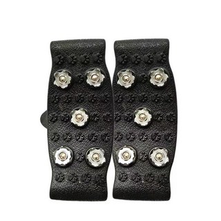 冰爪冰面雪地防滑鞋套，五齒矽膠冰爪，秒變釘鞋，攀巖登山冰面輕便雪抓鞋釘保護, 黑色一雙【均碼35-44通用】