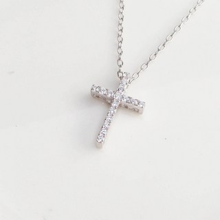 美鑽銀飾 滿鑽十字架純銀鋯石項鍊 (可雙面戴) 大員囡仔